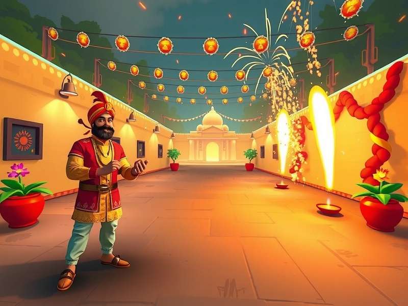 Plucky Pursuit gameplay screenshot showing character in Indian-inspired environment