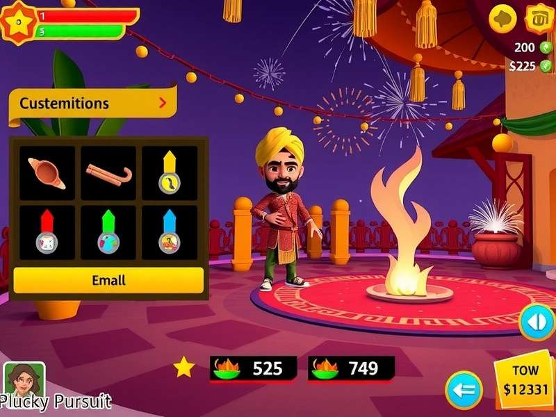 Plucky Pursuit Diwali festival event with fireworks and decorations
